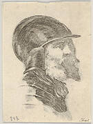 Plate 6: head of an old bearded soldier wearing a helmet facing right, from 'Various heads and figures' (Diverses têtes et figures)