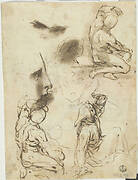 Three Studies and a Sketch of a Male Figure both Nude and Clothed (for “Stigmatization of Saint Francis”, Urbino, Galleria Nazionale delle Marche); Profile