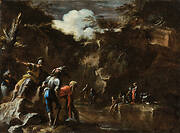 Scene from Greek history: Thales causing the river to flow on both sides of the Lydian army