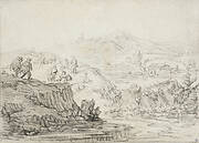 Hilly Landscape with Stream and Figures