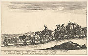 Plate 1: A horse drawn cart carrying people and goods, dead horse in the foreground, from 'Various Military Caprices' (Varii capricci militari)