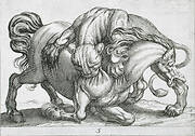 A Lion Attacking a Horse