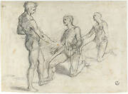 One Study of a Standing Nude Male Figure and Two Studies of a Kneeling Nude Male Figure (for “Calling of Saint Andrew”, Bruxelles, Musées royaux des Beaux-Arts de Belgique)