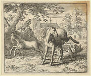 Renard Goes with the Badger to Court to Appease the Lion's Anger from Hendrick van Alcmar's Renard The Fox