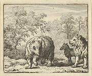 The Lion Frees the Bear and the Wolf from Hendrick van Alcmar's Renard The Fox