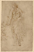 Female Figure with a Tibia, and Ornamental Studies (recto); Ornamental Studies (verso)