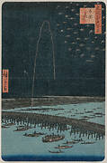 Fireworks at Ryōgoku, from the series One Hundred Views of Famous Places in Edo