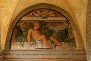 Putto, fresco in the lodge in the inside courtyard