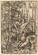 Hunter on Horseback Hunting a Wild Boar