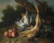 Still Life with Dead Game and Peaches in a Landscape