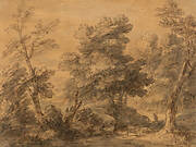 Wooded Landscape with Shepherd and Sheep