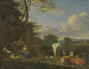 Arcadian Landscape with resting Shepherds and Animals