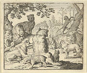 The Lion Orders All the Animals to Follow Him to Renard's Burrow from Hendrick van Alcmar's Renard The Fox