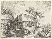 Landschap met boerderij en roof van Ganymedes