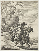 Two women being abducted by three masked men