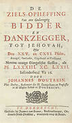 Titelpagina voor: J. d'Outrein, De ziels-opheffing, 1702-1703