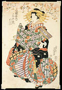 The Oiran Michitose of the Miuraya and Her Child Attendants