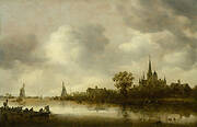 River Landscape with a Church in the Distance