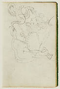 Lion attacking a snake over nude figure study