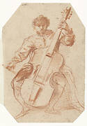 Viola da gamba-speler, en face