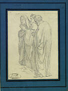 Three characters in prayer: after Nicolas Poussin after the reverse engraving, second series of the sacraments, marriage