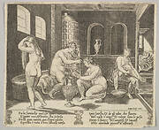 Plate 7: Psyche attended in her bath by nymphs, in the background right Psyche represented again laying in bed