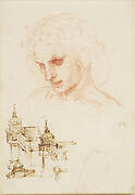 The head of St James, and architectural sketches