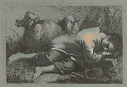 Peasant Boy Asleep near Two Sheep