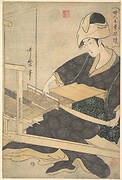 婦人手業操鏡|A Woman Weaving, Seated at a Hand Loom